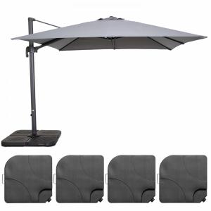 Parasol desplazado de 3x3m y 4 losas para llenar en alumini…