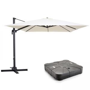 Parasol desplazado de 3x3m y base con ruedas de aluminio bl…