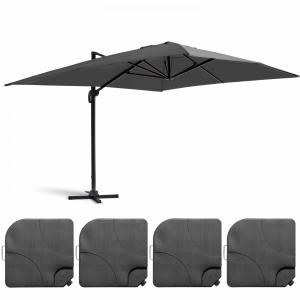 Parasol desplazado de 3x4m y 4 losas para llenar en alumini…