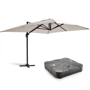 Parasol desplazado de 3x4m y base con ruedas de aluminio bl…