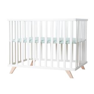 Parque infantil 75x100 cm, altura regulable, blanco-verde