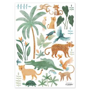 Pegatinas en vinilo animales de la selva 29,7x42 cm