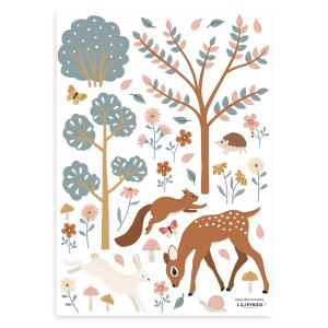 Pegatinas en vinilo de ciervos y animales bosque 29,7x42 cm
