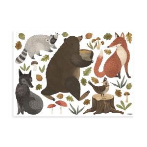 Pegatinas en vinilo de osos y sus amigos del bosque 64x90 cm