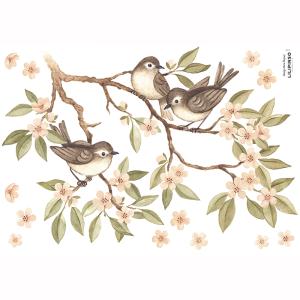 Pegatinas en vinilo de rama y pájaros 29,7x42 cm