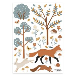 Pegatinas en vinilo de zorro y animales bosque 29,7x42 cm