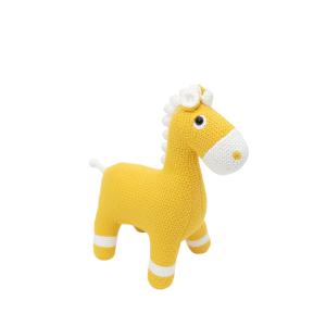 Peluche caballo mini de algodón 100% amarillo 38X18X42 cm