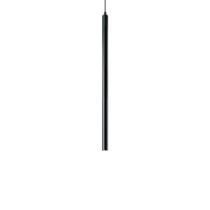 Pequeña lámpara colgante led de metal negro, sección redond…
