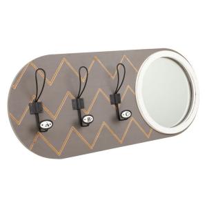Percha con espejo de madera y metal gris 60x5x30