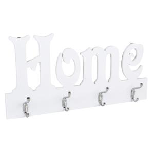 Percha de madera y metal blanca 50x25h cm