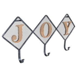 Percha de madera y metal de 3 ganchos multicolor 60x5x28h cm