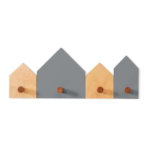 Percha infantil con forma de casitas madera/antracita