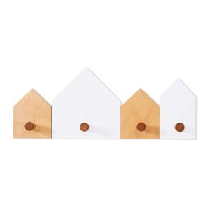 Percha infantil con forma de casitas madera/blanco