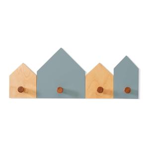 Percha infantil con forma de casitas madera/eucalipto