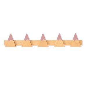 Percha infantil de montañas con 5 pomos madera/rosa