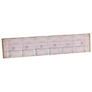 Percha madera 7 ganchos forja blanca Rosa claro 93.5x11x20h…