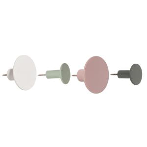 Percheros gris azulado, negro, blanco y rosa, blanco y rosa…