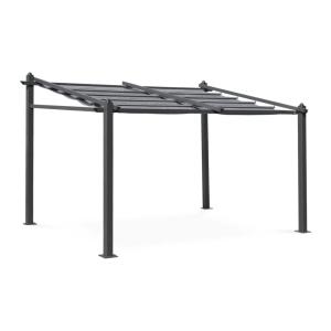 Pérgola 3x4m de aluminio con cubierta corredera, gris