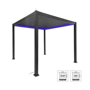 Pérgola bioclimática 3x3m eléctrica de aluminio con ilumina…