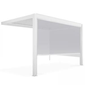 Pérgola bioclimática adosada blanca de 3x4m y 2 toldos