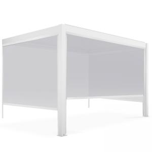 Pérgola bioclimática adosada blanca de 3x4m y 3 toldos