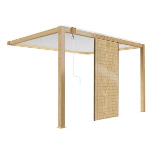 Pérgola bioclimática adosada de 3 x 4m blanco en madera y 1…