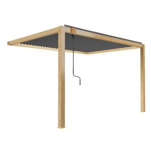 Pérgola bioclimática adosada de 3 x 4m gris con decoración…