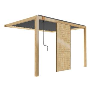 Pérgola bioclimática adosada de 3 x 4m gris en madera con 1…