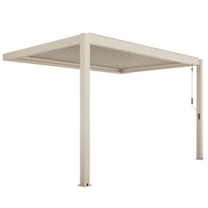 Pérgola bioclimática adosada de 3x4 m en madera crema y alu…
