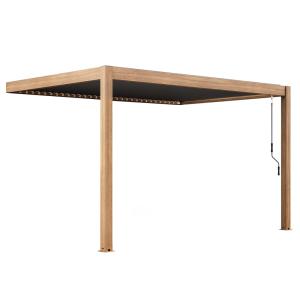 Pérgola bioclimática adosada de 3x4m en aluminio y madera g…