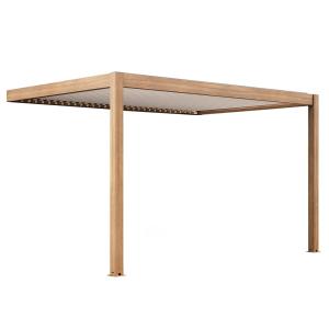 Pérgola bioclimática adosada de 3x4m en madera blanca y alu…