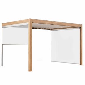 Pérgola bioclimática adosada de 3x4m y 2 persianas de mader…