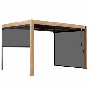 Pérgola bioclimática adosada de 3x4m y 3 persianas de mader…
