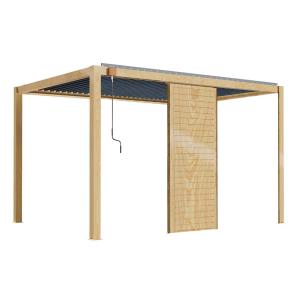 Pérgola bioclimática autoportante 3x4m en madera con 1 mamp…