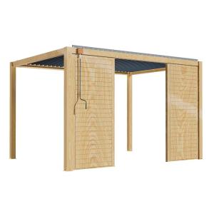 Pérgola bioclimática autoportante 3x4m en madera con 2 mamp…