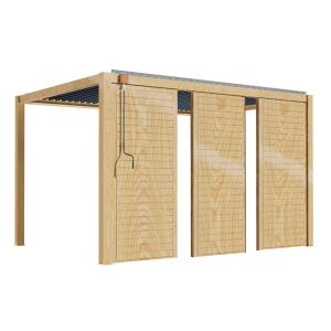 Pérgola bioclimática autoportante 3x4m en madera con 3 mamp…