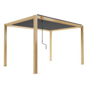 Pérgola bioclimática autoportante madera negra 3x4m   1 per…