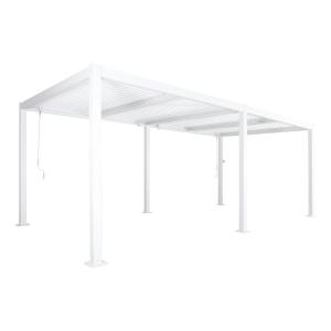 Pérgola bioclimática de aluminio y acero con lamas orientab…