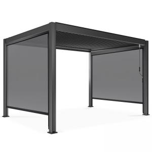 Pérgola independiente de 3x4m con 2 toldos de 266x234m gris