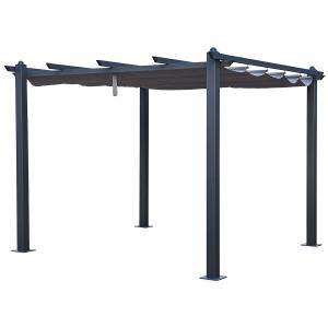 Pérgola independiente de aluminio de 3 × 3 m con tejido gri…