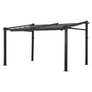 Pérgola mural de 3x4m en aluminio antracita con tejido gris