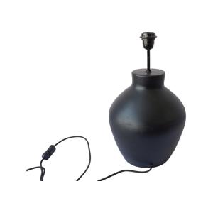 Pie de lámpara de terracota negro mate artesanal