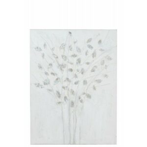 Pintura ramas canamazo/madera blanco/plata 90 x120 cm