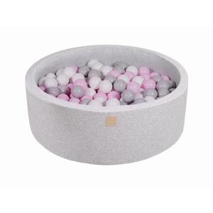 Piscina de bolas algodón: Blanco/Gris/Rosa pastel H30cm