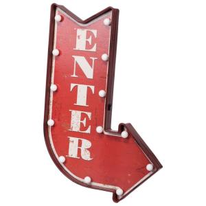 Placa luminosa de pared de plastico roja 43x64x10h cm