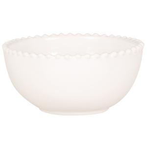 Plato con borde de cuentas de loza blanca