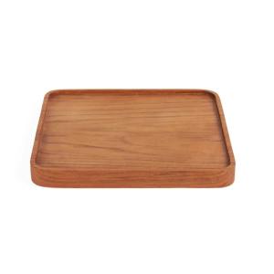 Plato cuadrado de madera de teca natural 15x2 cm