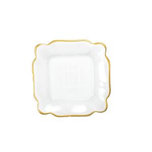 Plato cuadrado en vidrio bordes dorados 25x25x2cm