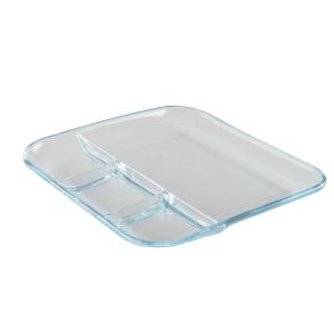Plato de 4 compartimentos cuadrado de vidrio