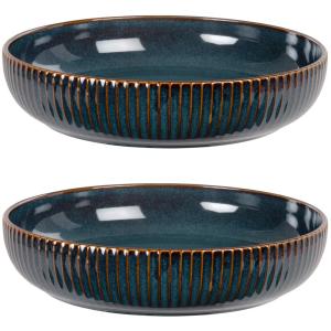 Plato de cerámica azul y marrón